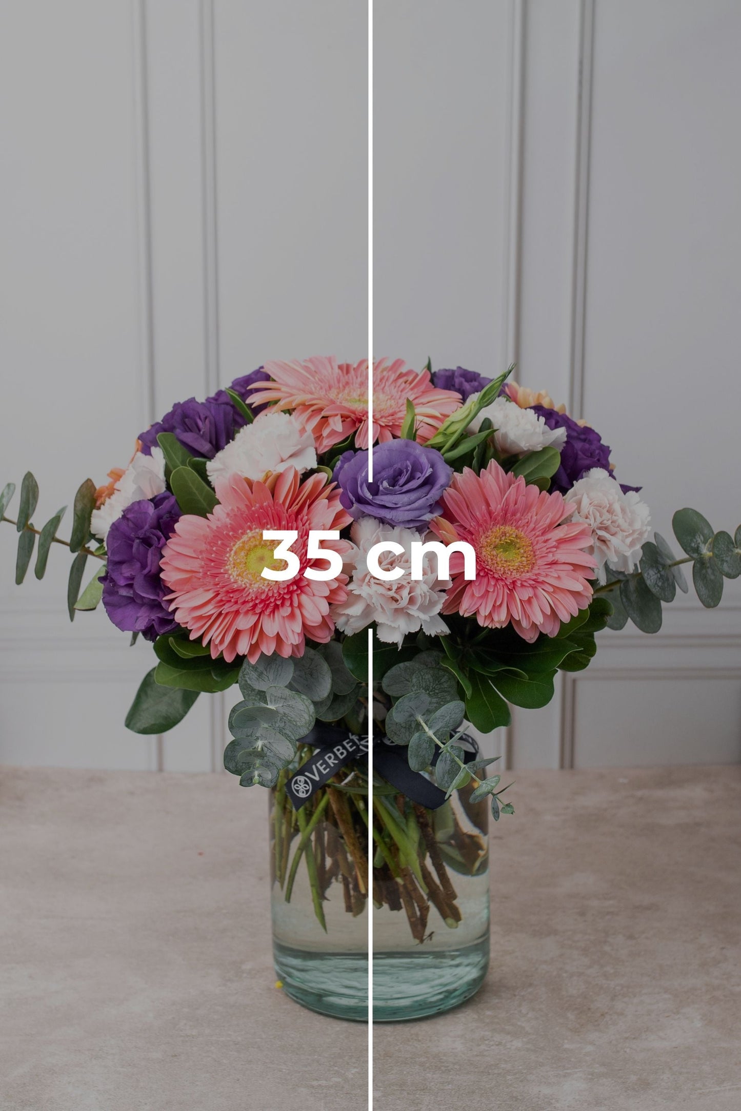 Coral / Gerbera Rosa, Lisianthus Morado y Clavel Rosa QRO