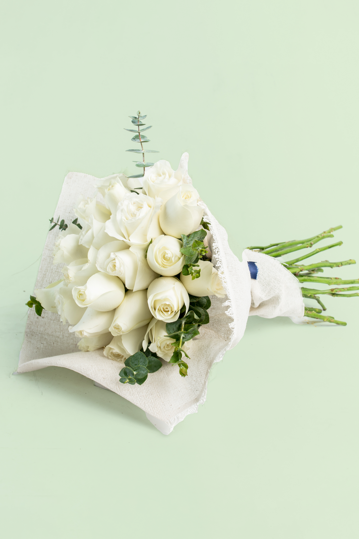 Ramo 30 Rosas Blancas - Envoltura Yute Cuau. Iz.