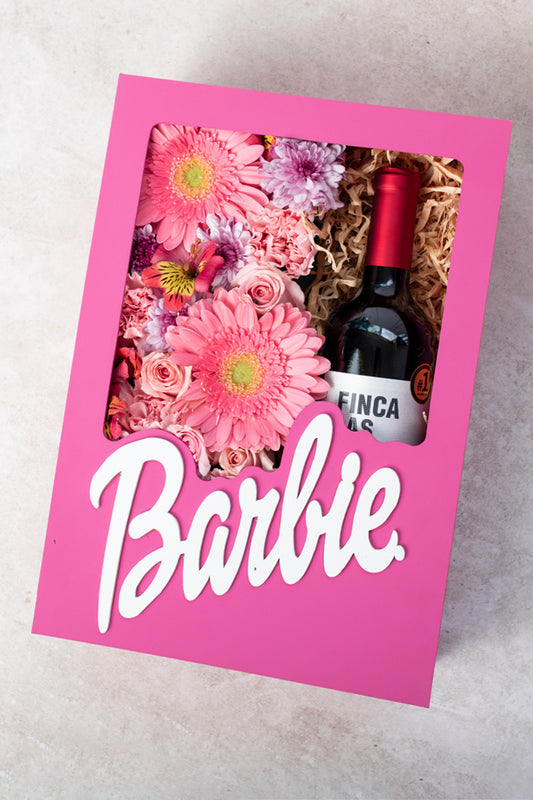 Barbie Girl with Wine - Flower and Wine Box