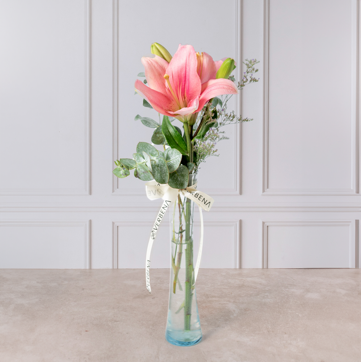 Sea Breeze - 1 Pink Lilium in Violet Pot
