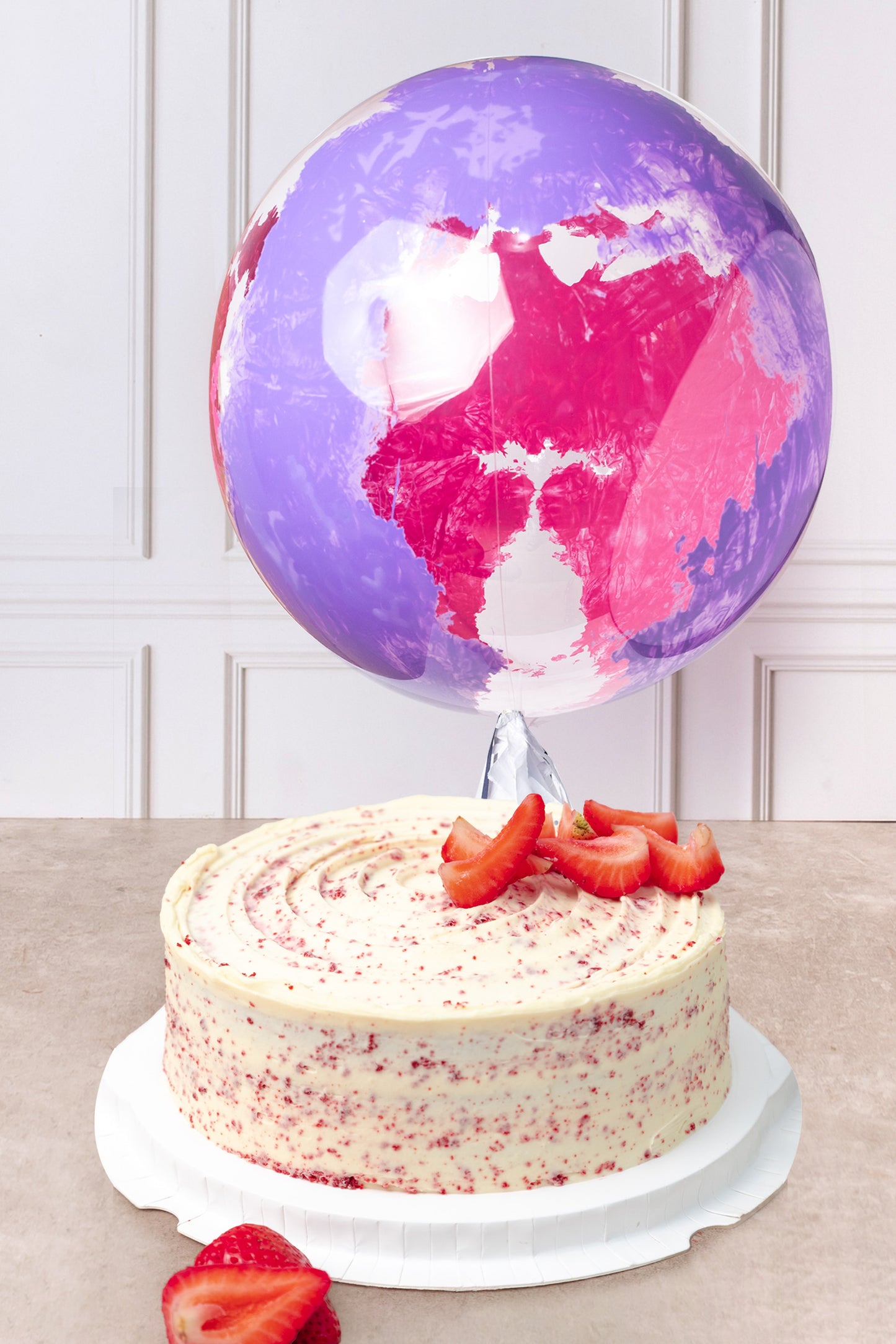 Large Red Velvet Cake - with Pink and Purple Balloon Explosion