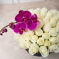 Dulce Mora - Caja Rosa Blanca con Orquídea Morada