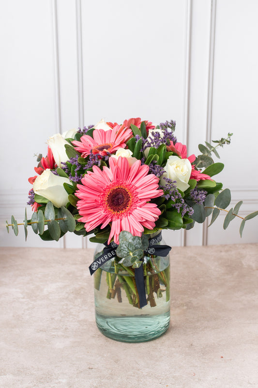Rosa Pastel - Gerbera Rosa con Rosa Blanca CH/IXT