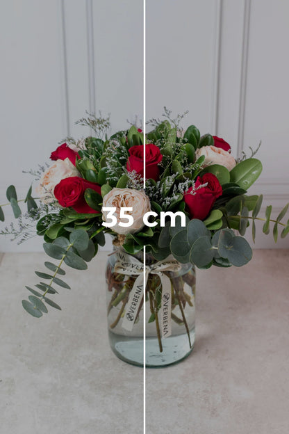 Puesta de Sol - Peonia Eterna Rosa y Rosa Roja Cun
