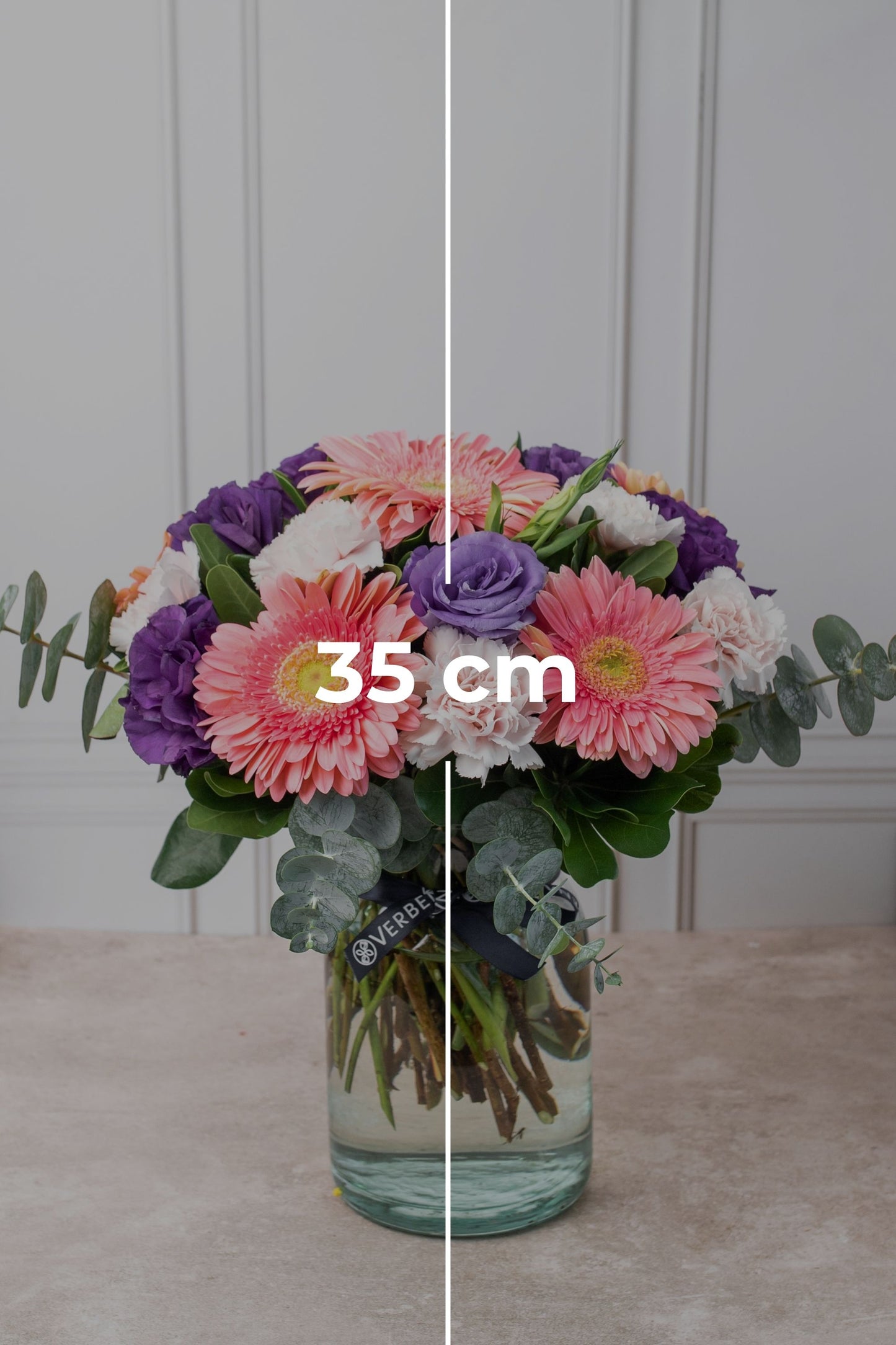 Coral // Gerbera Rosa, Lisianthus Morado y Clavel Rosa M