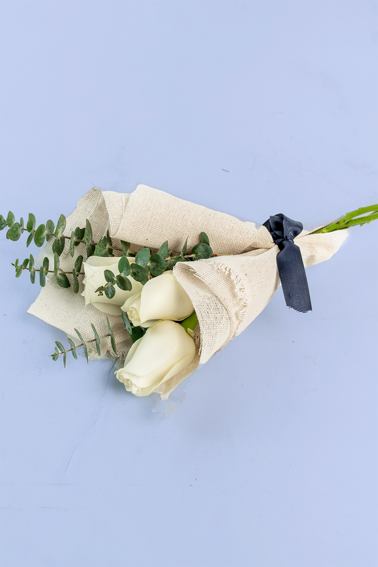 Ramo 3 Rosas Blancas - Envoltura Yute AGS