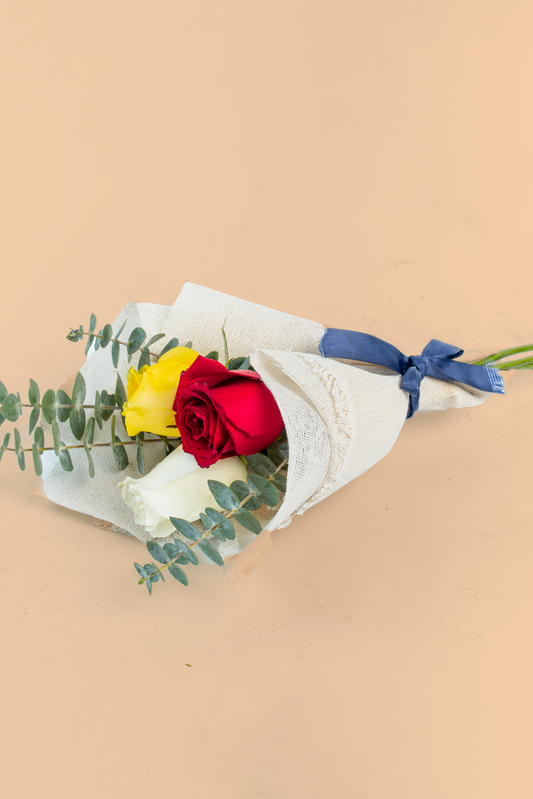 Ramo 3 Rosas Mix - Envoltura Yute AGS