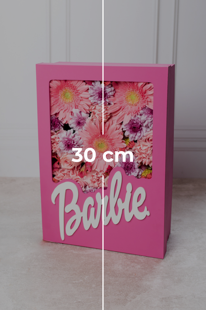 Barbie Girl con Vino - Caja de Flores y Vino