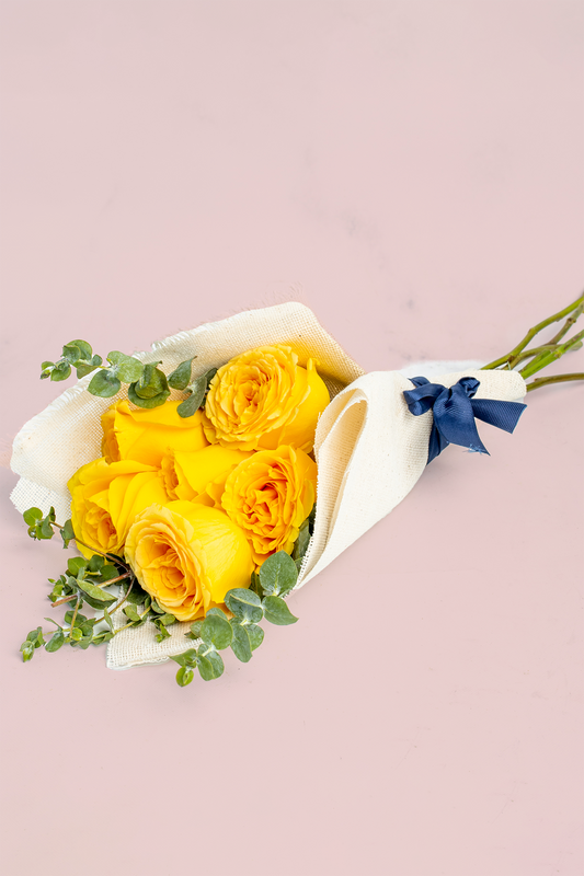 Ramo 6 Rosas Amarillas - Envoltura Yute AGS