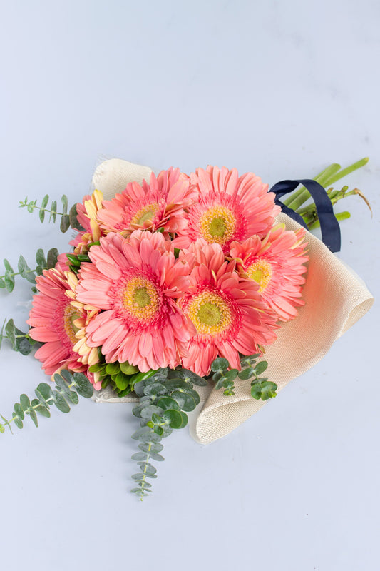 Ramo 6 Gerberas - Envoltura Yute PTO. ESCOND.