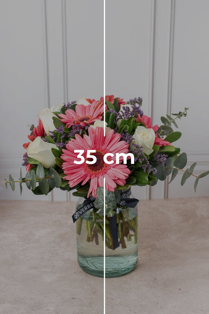 Rosa Pastel - Gerbera Rosa con Rosa Blanca TGZ