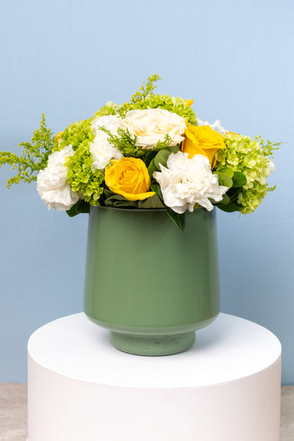 Harmony - Yellow and White Rose, White Carnation and Hydrangea