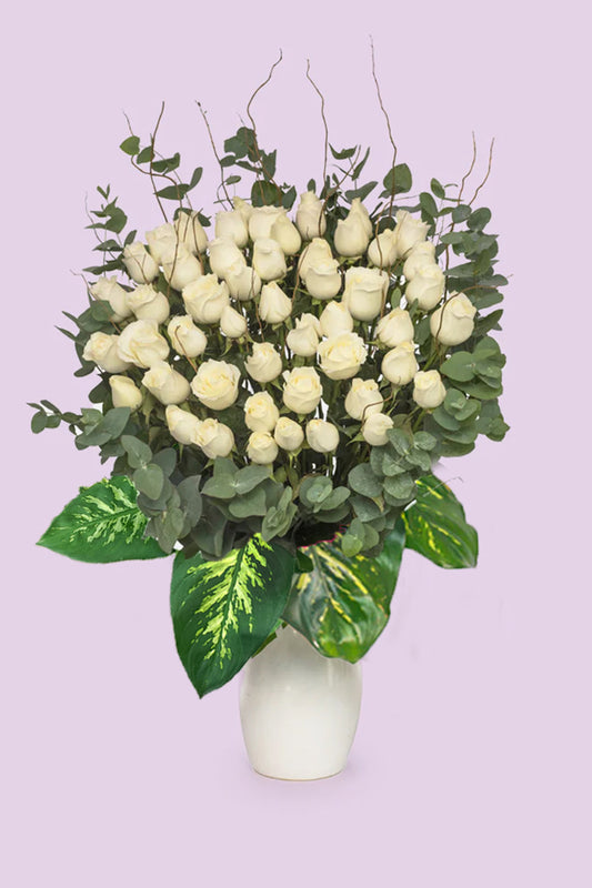 Arreglo Fúnebre - 50 Rosas Blancas