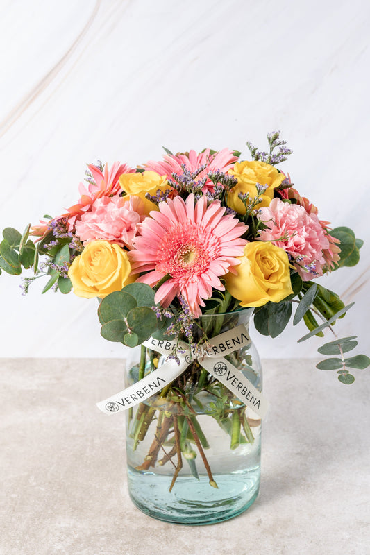 Brillo de Sol - Gerbera Rosa con Rosa Amarilla - MXL