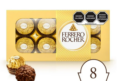 PEDIDO ESPECIAL:RAMO GERBERAS + CHOCOLATE FERRERO 8 PIEZAS