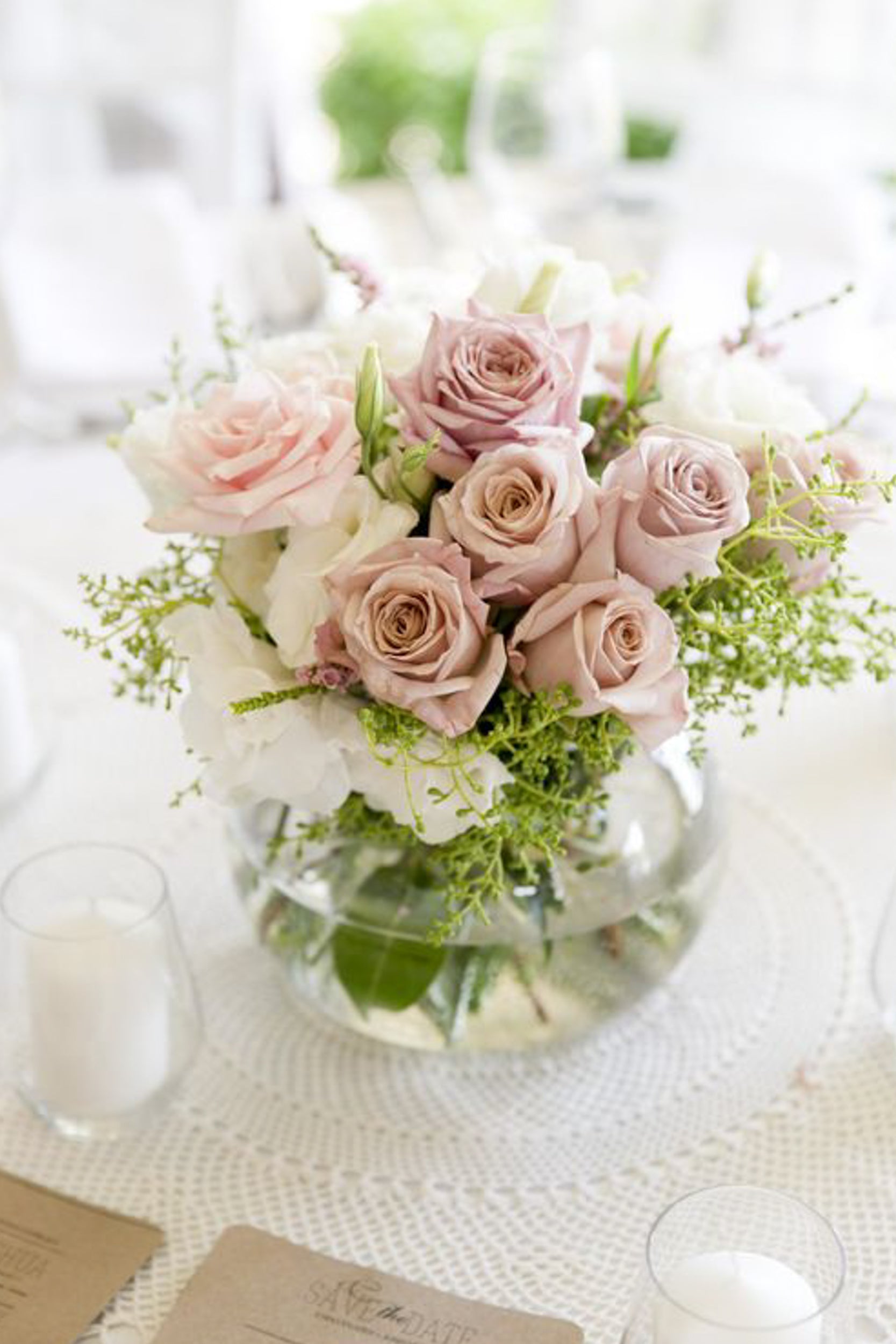 Centro de Mesa - Rosa Clarita y Rosa Blanca | Verbena Flores