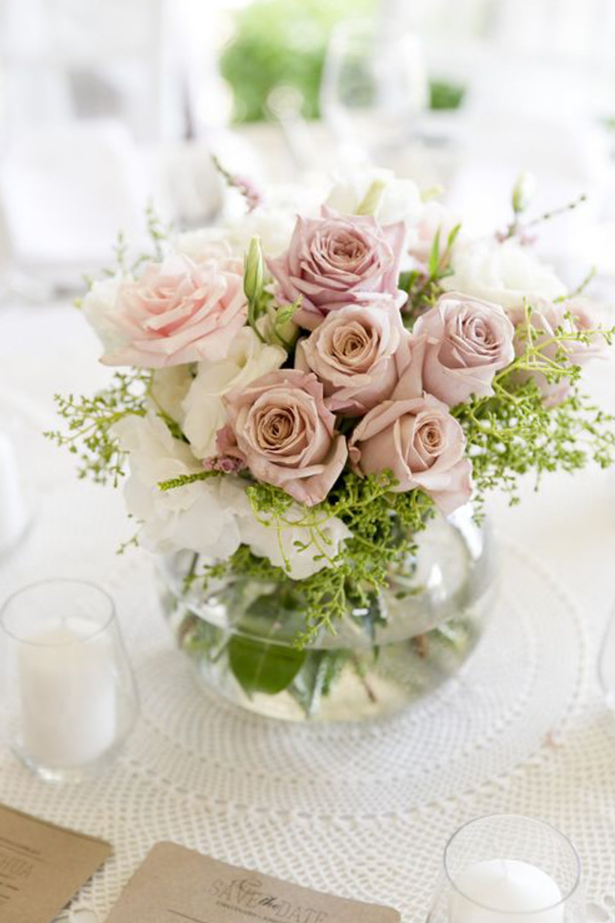 Metas Rosa Centro de Mesa - Rosa Clarita y Rosa Blanca | Verbena Flores