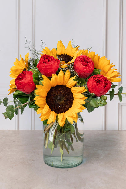 Charm - Red Peony and Sunflower