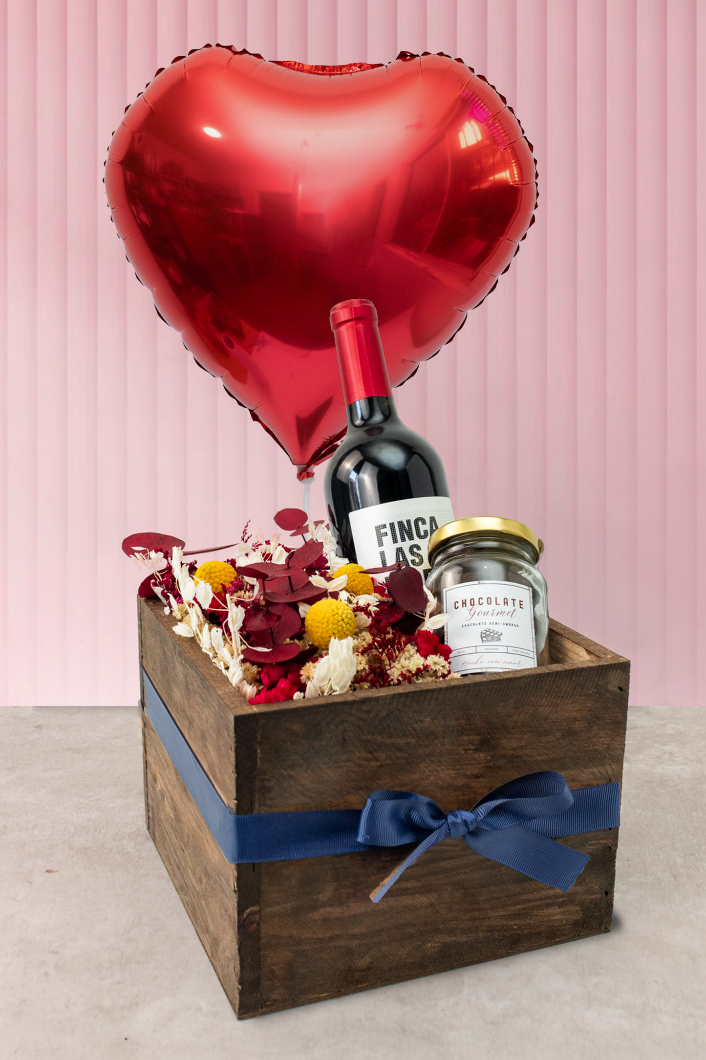 Flores con Chocolate y Vino SV - Caja