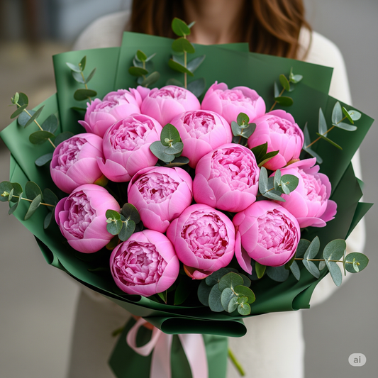 SPECIAL ORDER BOUQUET OF 12 PEONIES &amp; DOLLAR