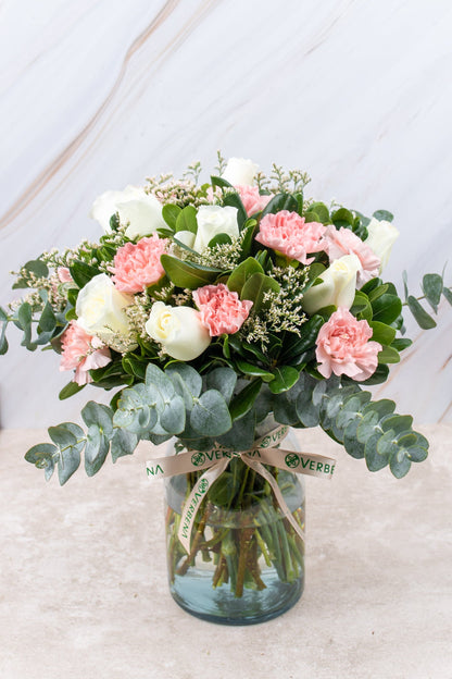 Arabella MOM Rosa Blanca y Clavel Rosa