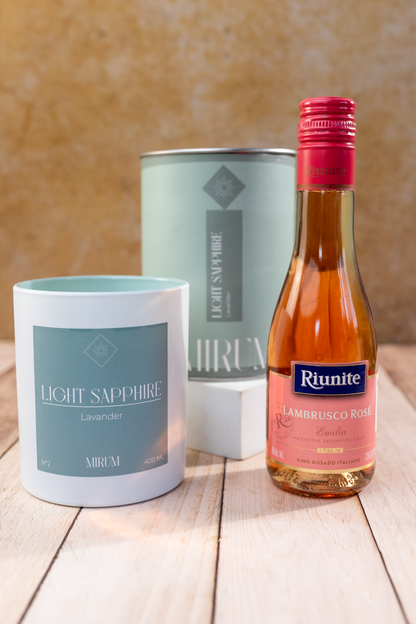 Kit Vela Mirum Light Sapphire - Vino Rosado + Suculenta