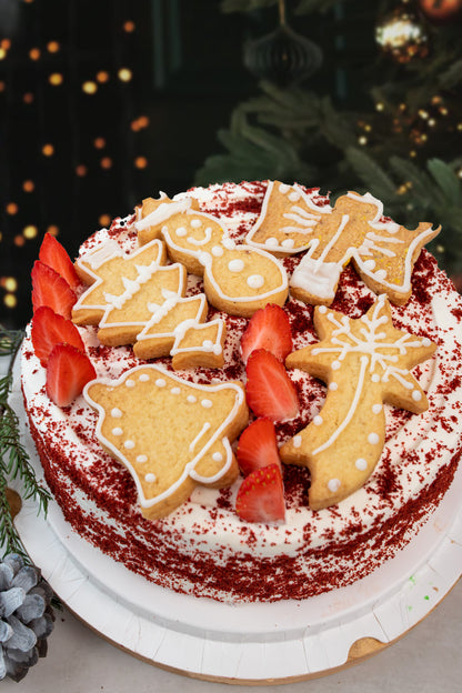 Pastel Navidad - Red Velvet y Galletas