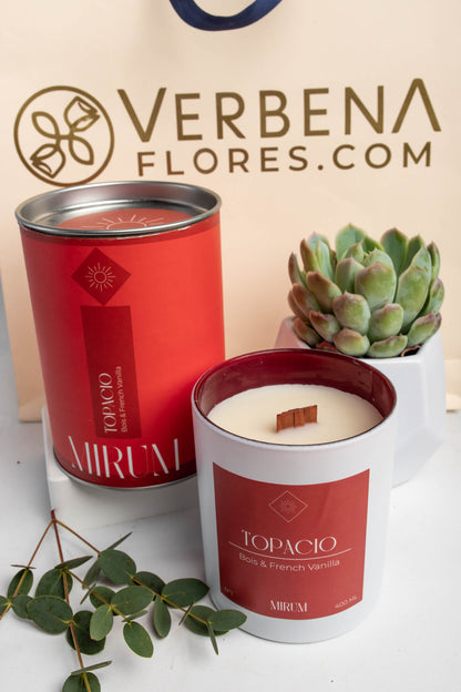 Kit Vela Mirium Topacio - con Suculenta