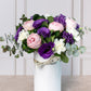 Jardín de Amor - Peonia Eterna Rosa, Lisianthus Morado y Clavel