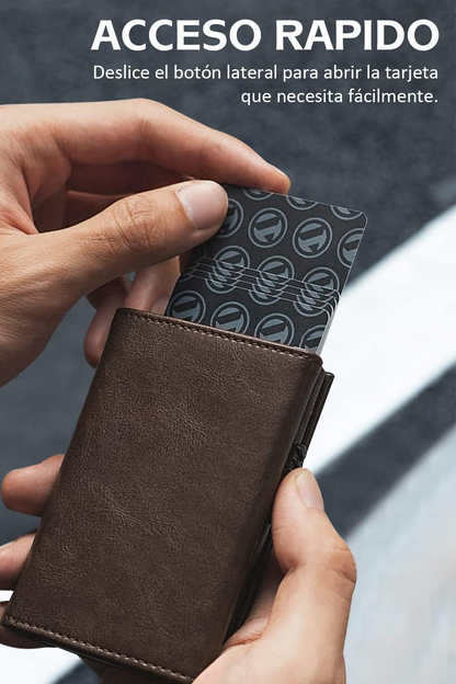 Tarjetero Cartera de Cuero - Bloqueo RFID