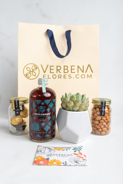 Kit Mezcarindo - Mezcal, Chocolates, Cacahuates + Suculenta