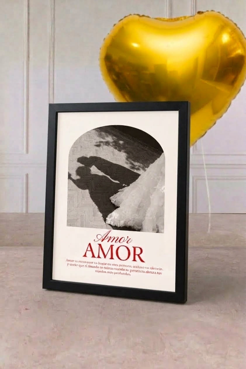 Ocasiones Enmarcadas - Portarretratos Personalizado con Globo Corazón Amarillo | Verbena 21S