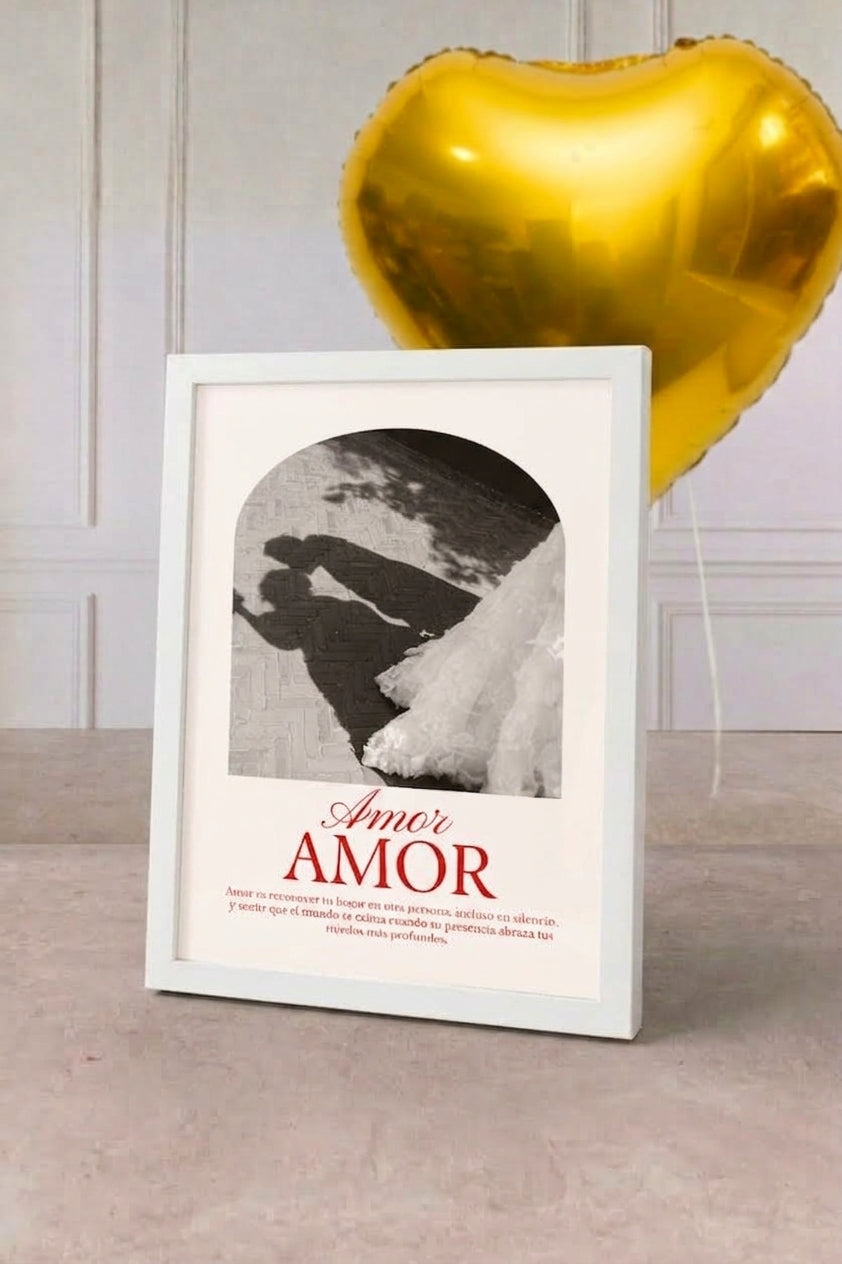 Ocasiones Enmarcadas - Portarretratos Personalizado con Globo Corazón Amarillo | Verbena 21S