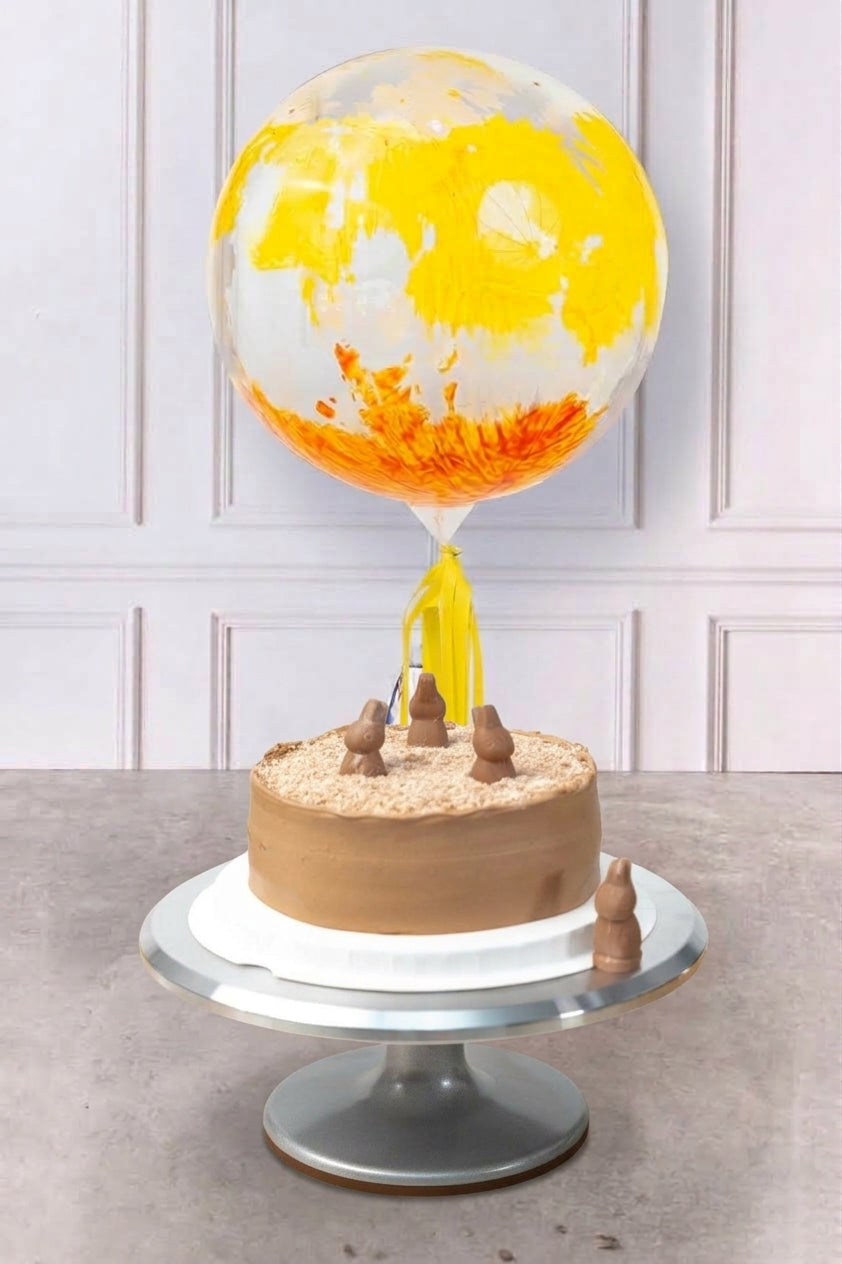 Large Dulce de Leche Cake - with Green and Blue Balloon Explosion