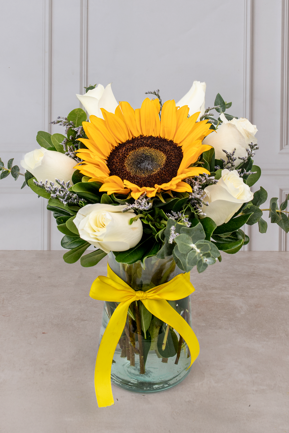 Puesta de Sol - 1 Girasol y Rosa Blanca | Verbena 21S