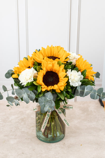 Cuando Calienta el Sol - Girasol y Clavel Blanco GDL
