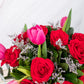 Rojo Atardecer - Tulipán y Rosa Roja M