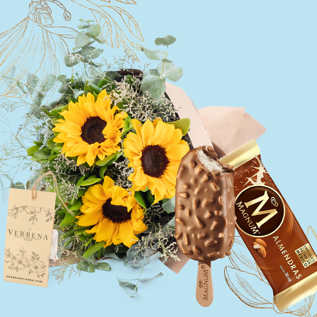 Magnum Almond Girasol Flores. – Verbena Flores | Flores a Domicilio en Todo  México